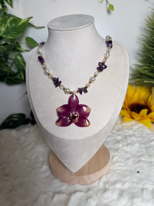 Amethyst Orchid Necklac