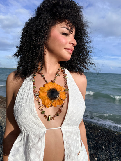 Golden Sunflower 2-in-1 Necklace & Hair Clip