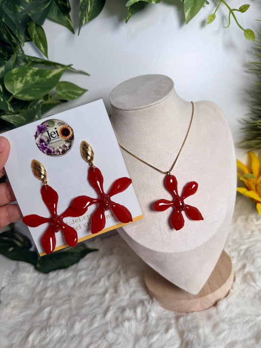 Red Orchid earings