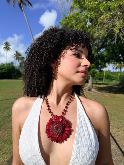 Crimson Gerbera Statement Necklace