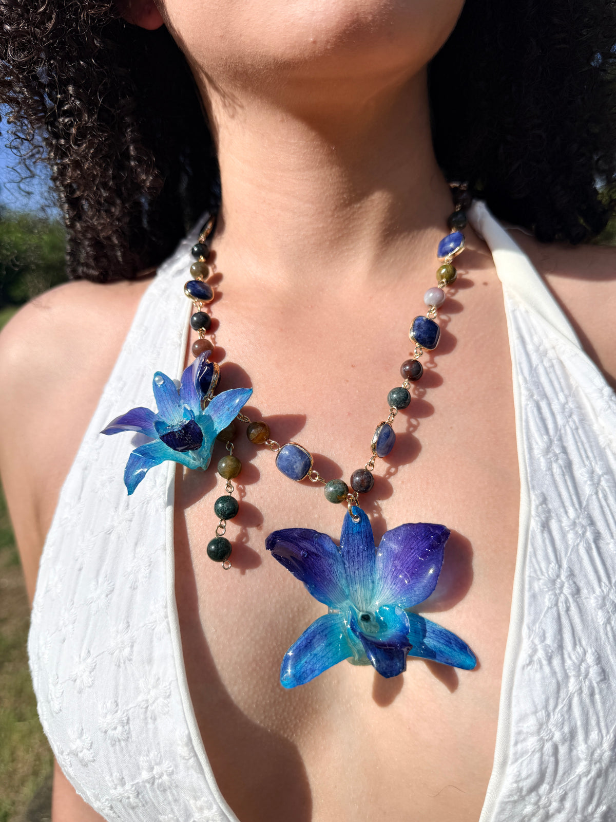 Blue Reverie Orchid Necklace