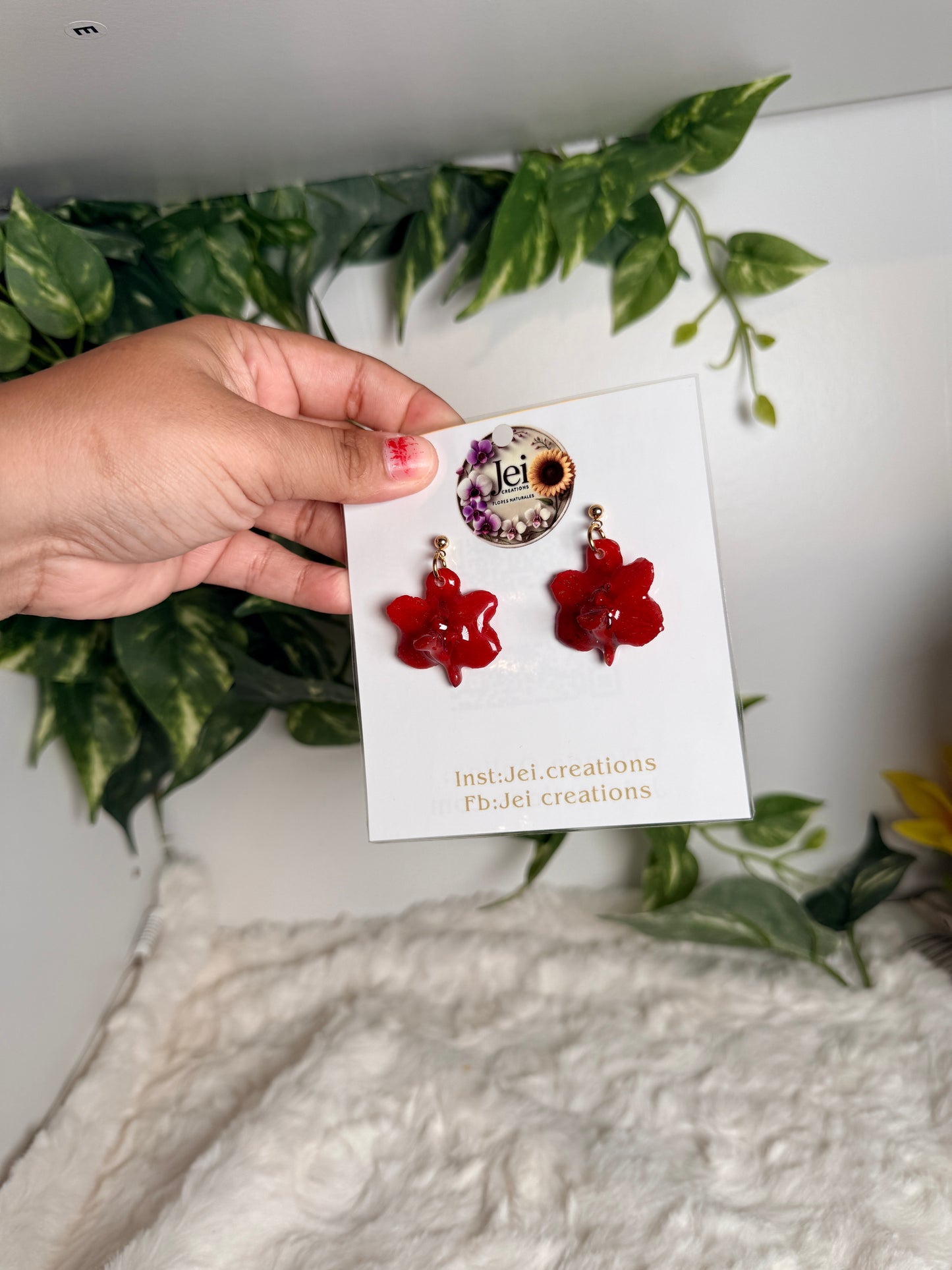 Red Mini Orchid Earrings