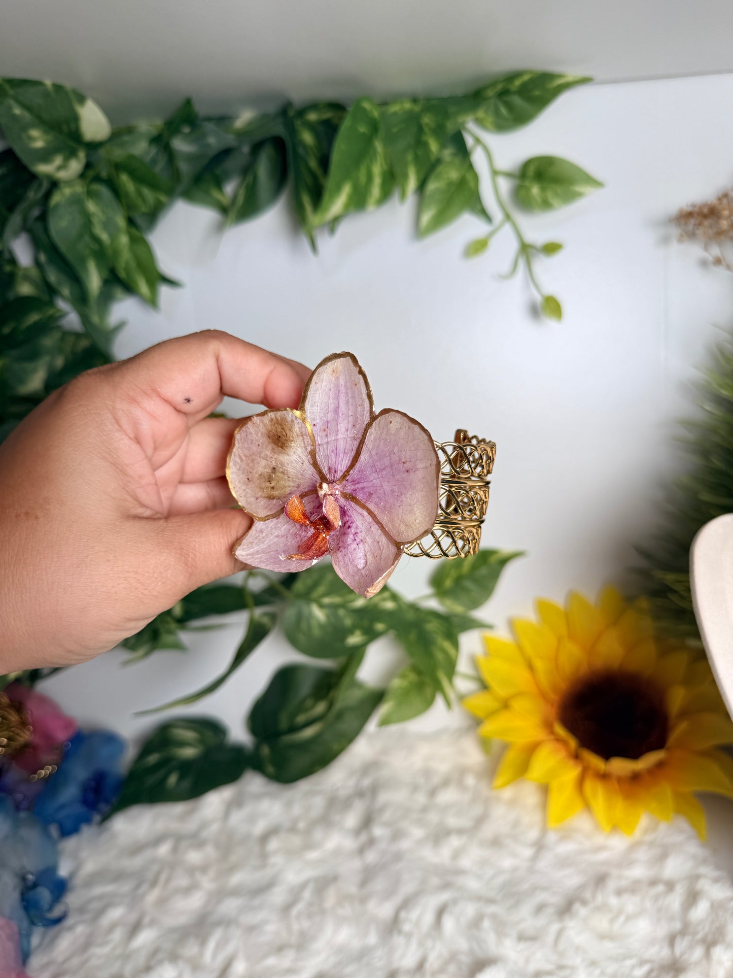 Golden Blush Orchid Cuff