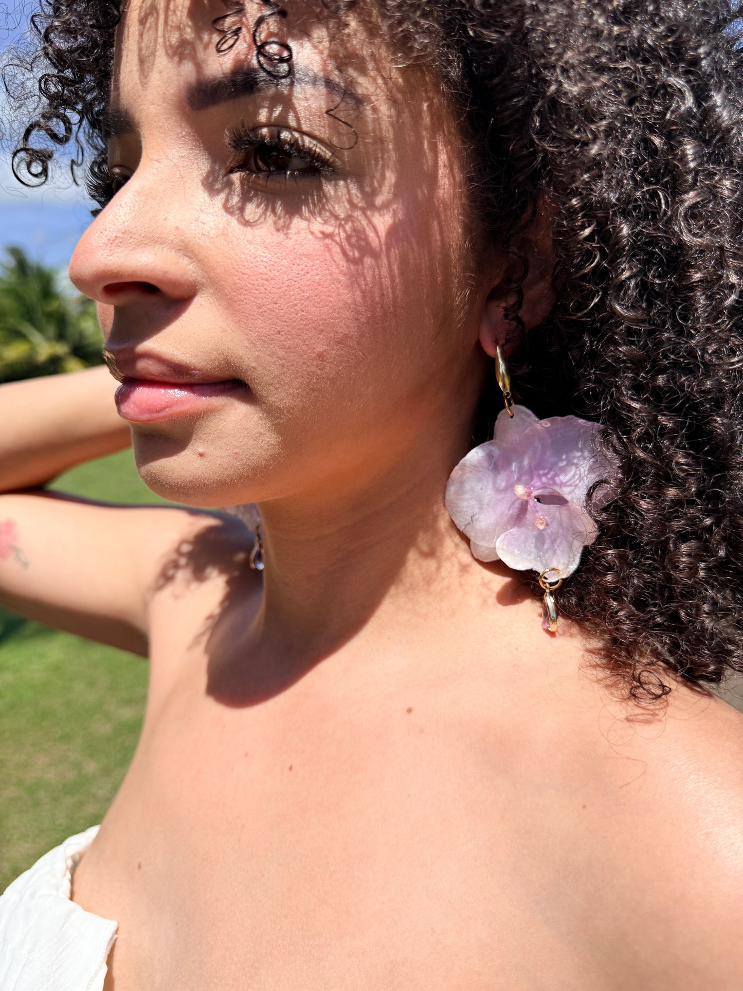 Purple Phalaenopsis earrings