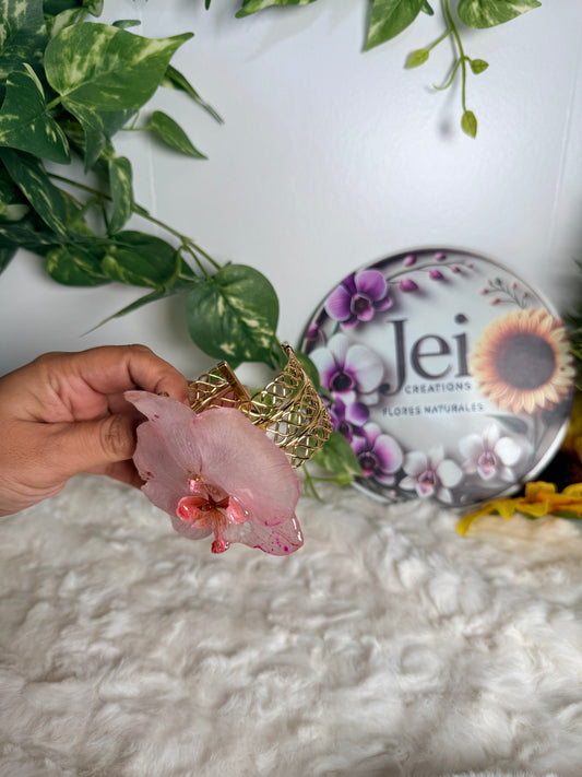 Blush Petal Phalaenopsis Cuff Bracelet