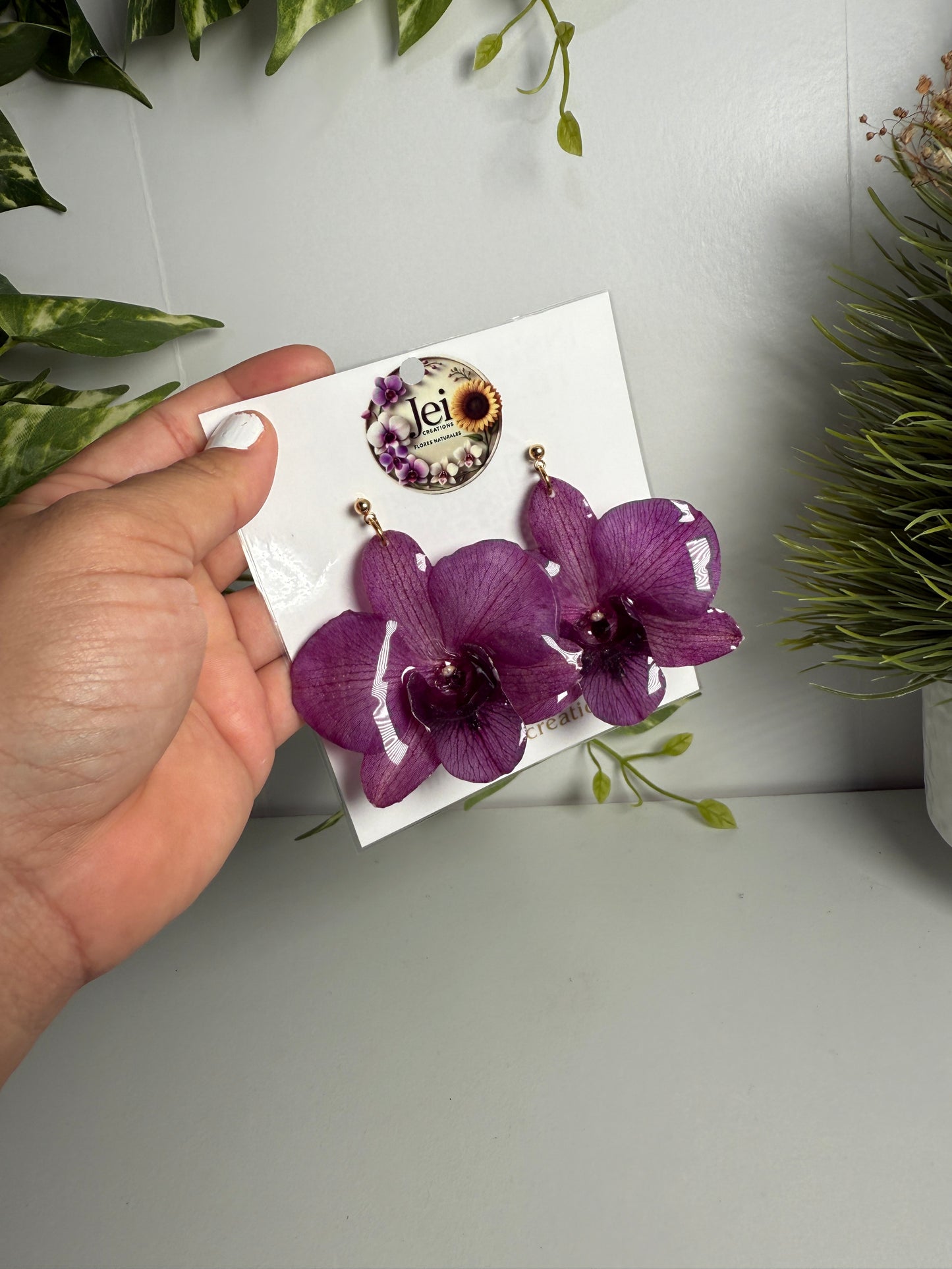 Big Dendrobium Orchid earings