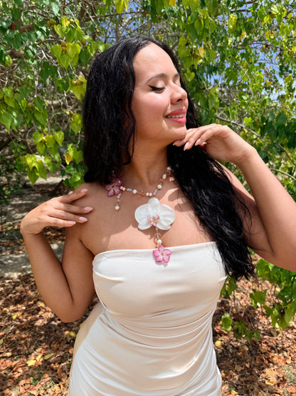Phalaenopsis & Desert Rose Drop Necklace