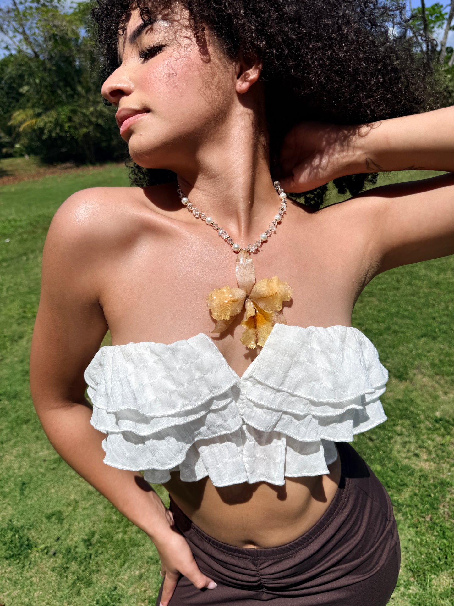 Cattleya orchid fairy necklace