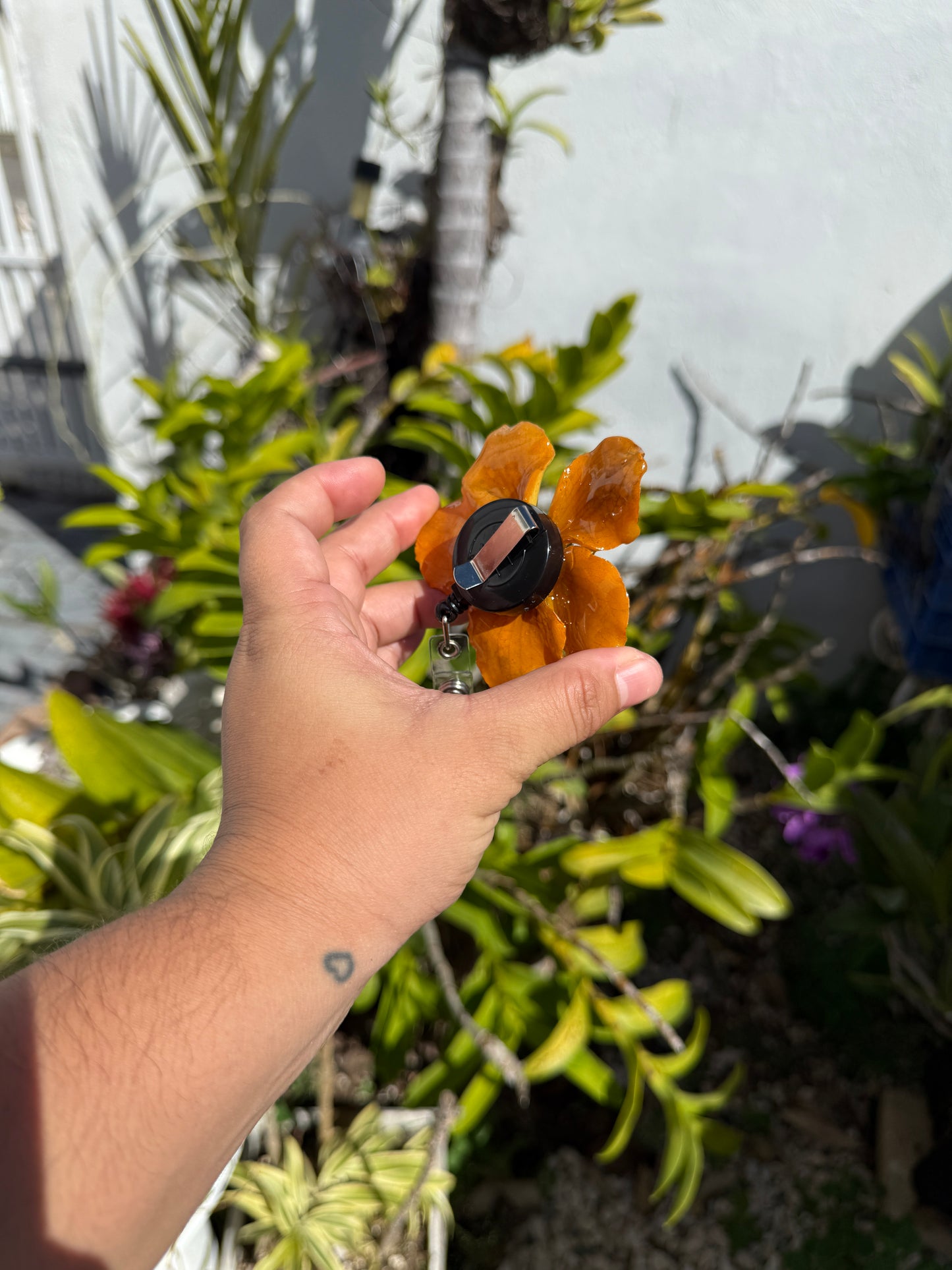 Orchid/flowers badge clip