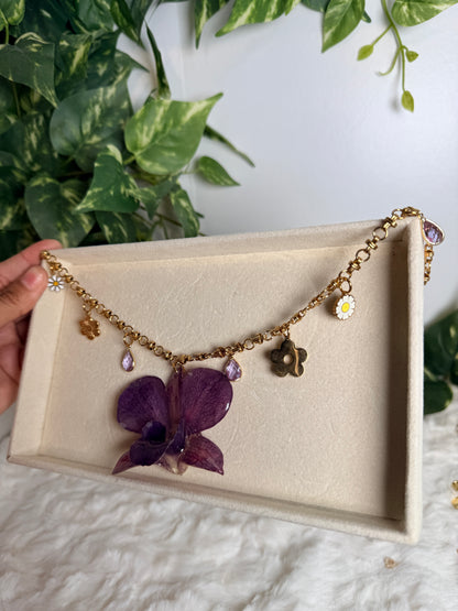 Violet Bloom Charm Necklace
