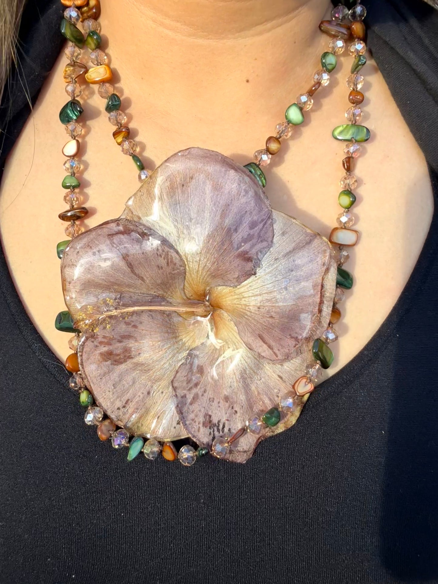 Earth Tone Poppy 2 in 1 Necklace/hairclip