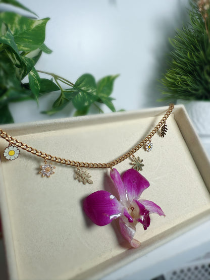 Fancy Orchid Charm necklace