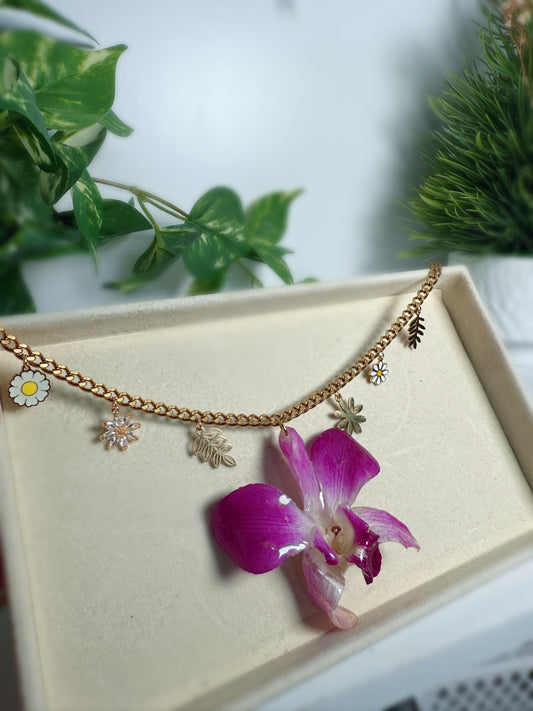 Fancy Orchid Charm necklace