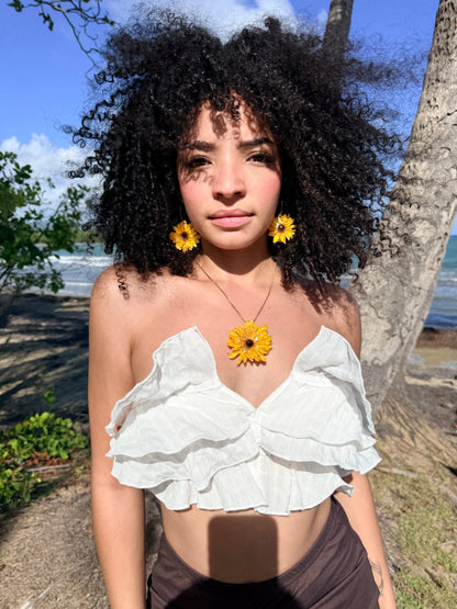 Sunflower set (aretes+ cadena)