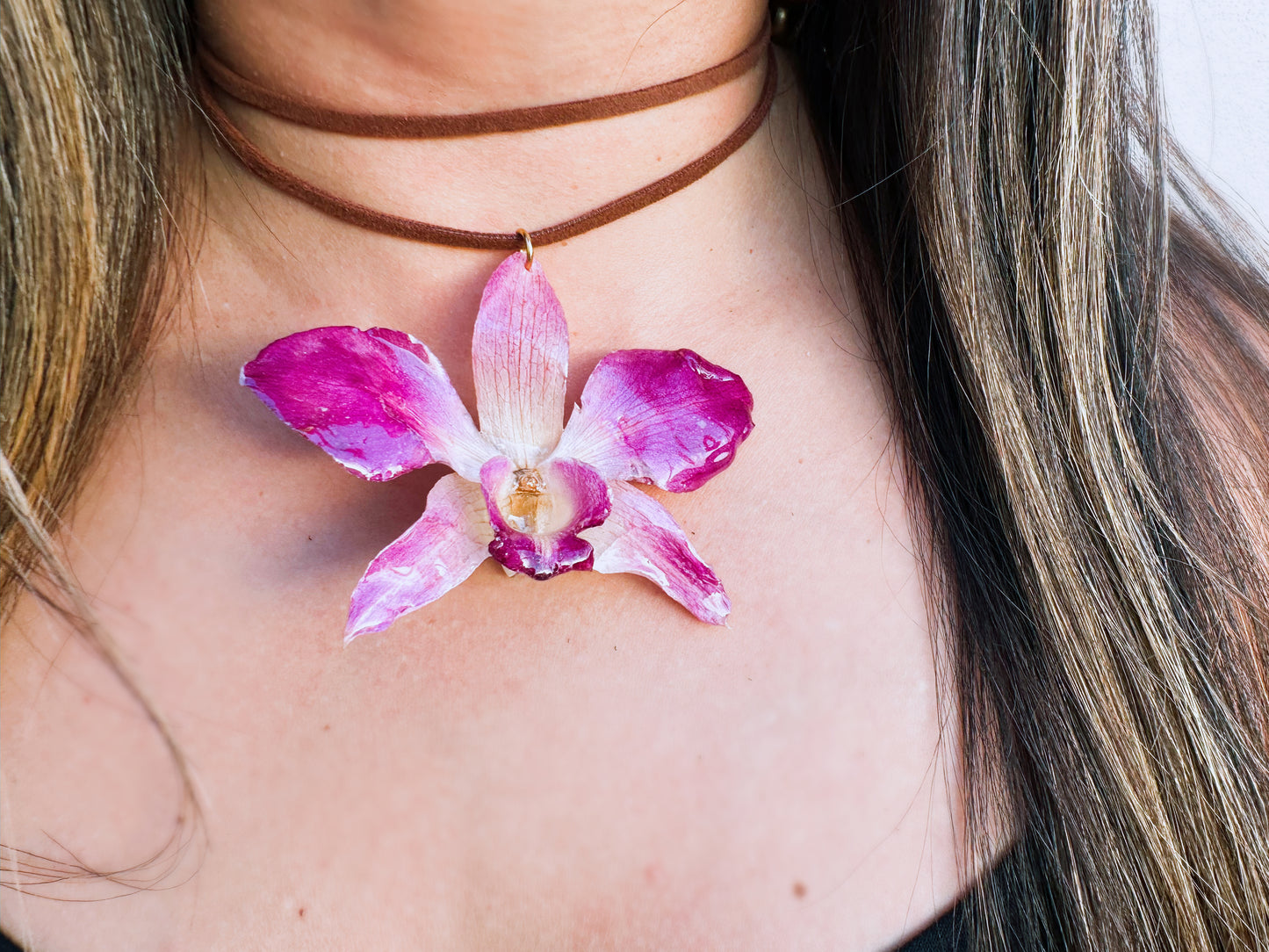 Dendrobium Orchid Choker (Pink/pueple)