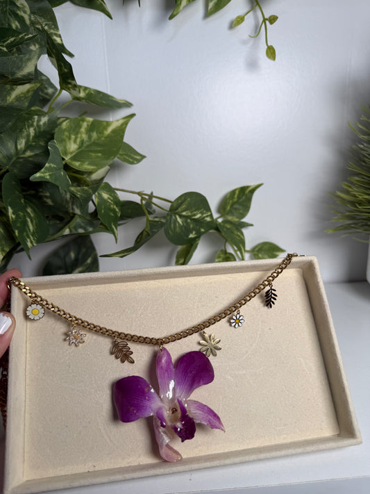 Fancy Orchid Charm necklace