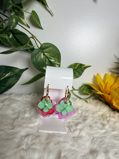 Hydrangea Charm Hoop Earrings