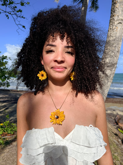 Sunflower set (aretes+ cadena)