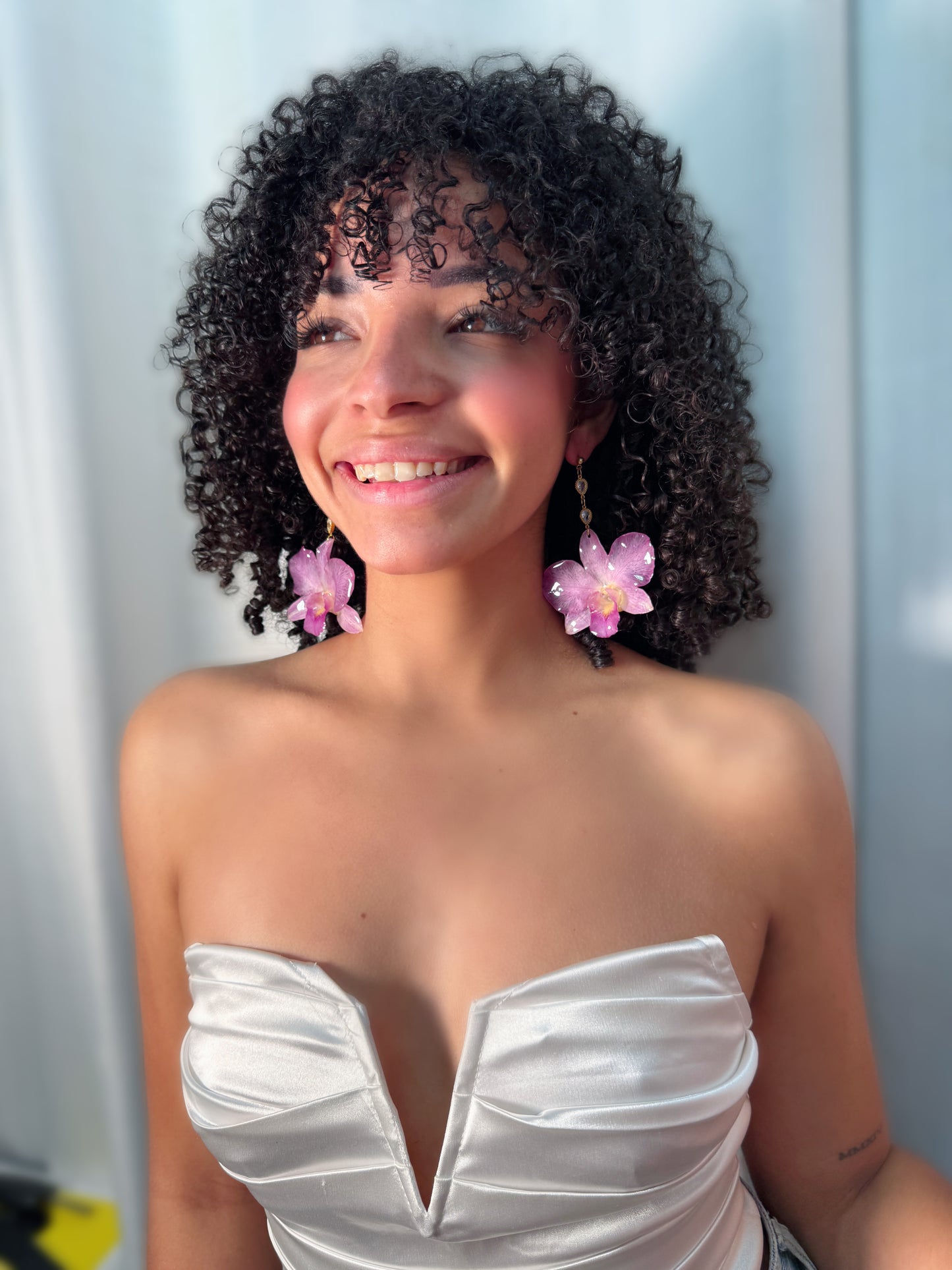 Diamond Dendrobium Orchid earings