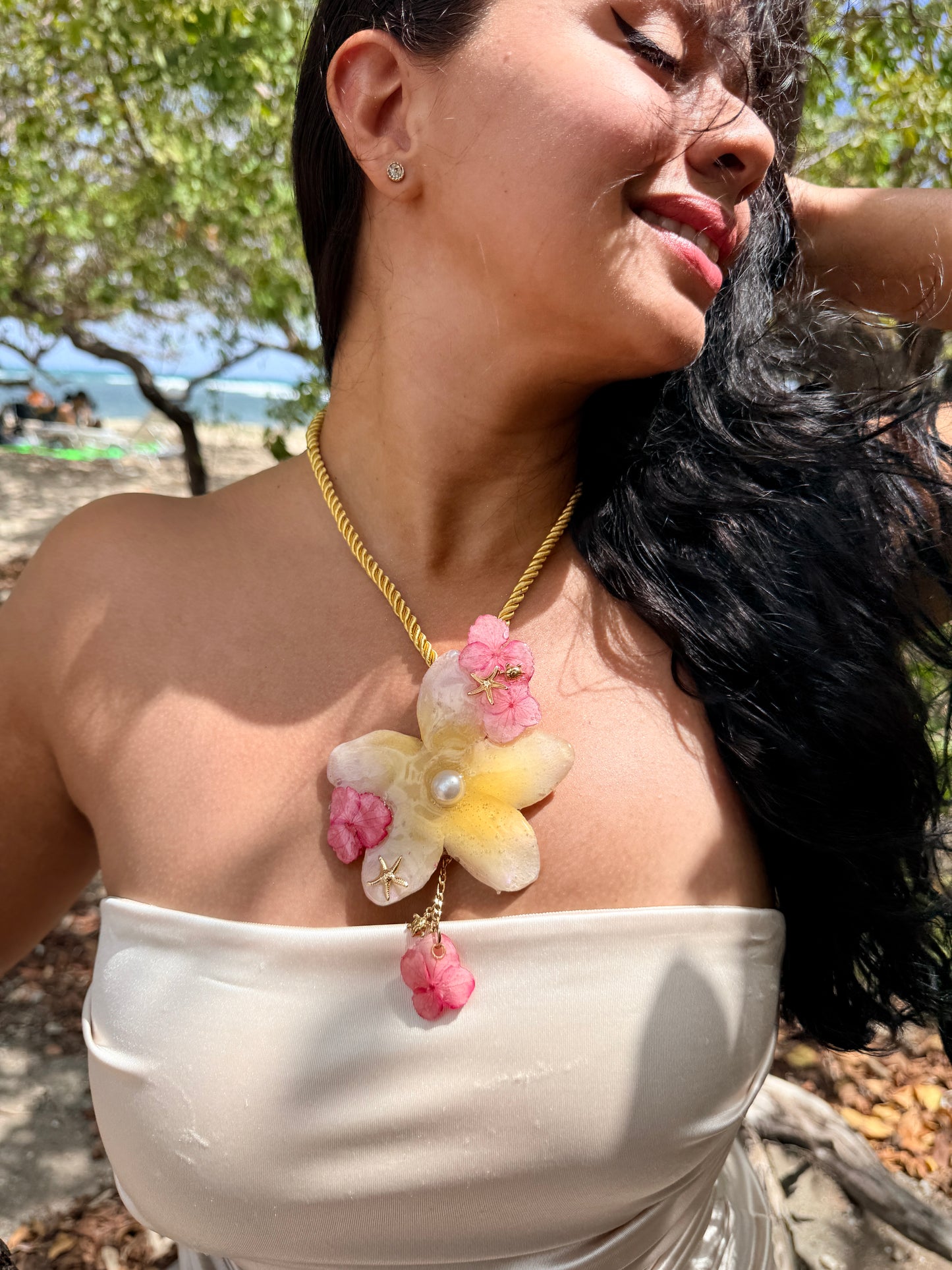 Plumeria & Hydrangea Paradise Necklace