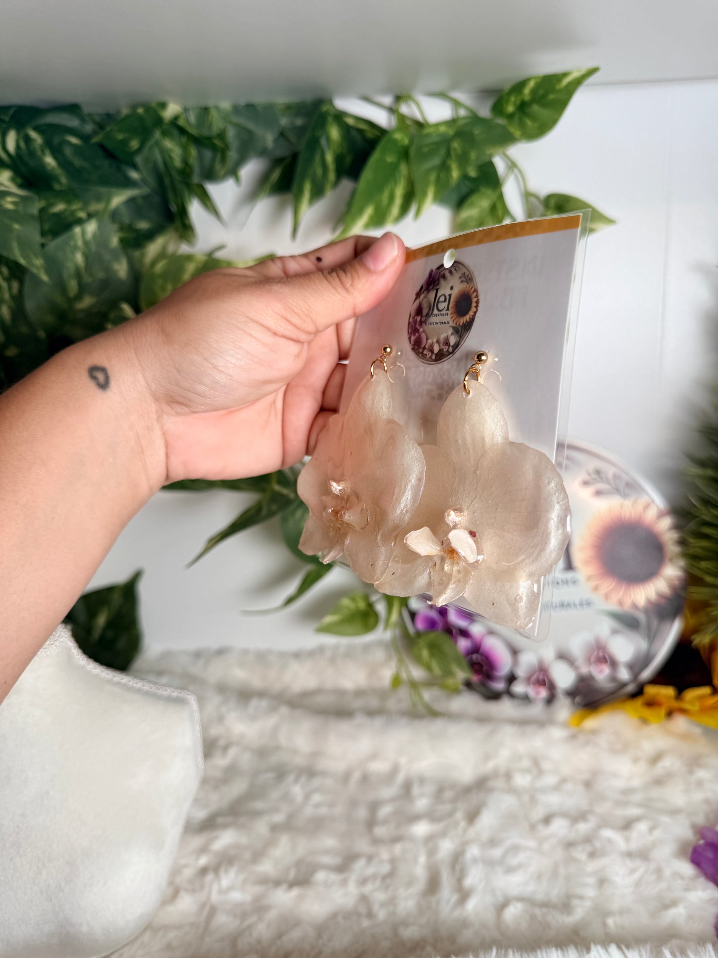 Ivory Phalaenopsis Orchid Earrings