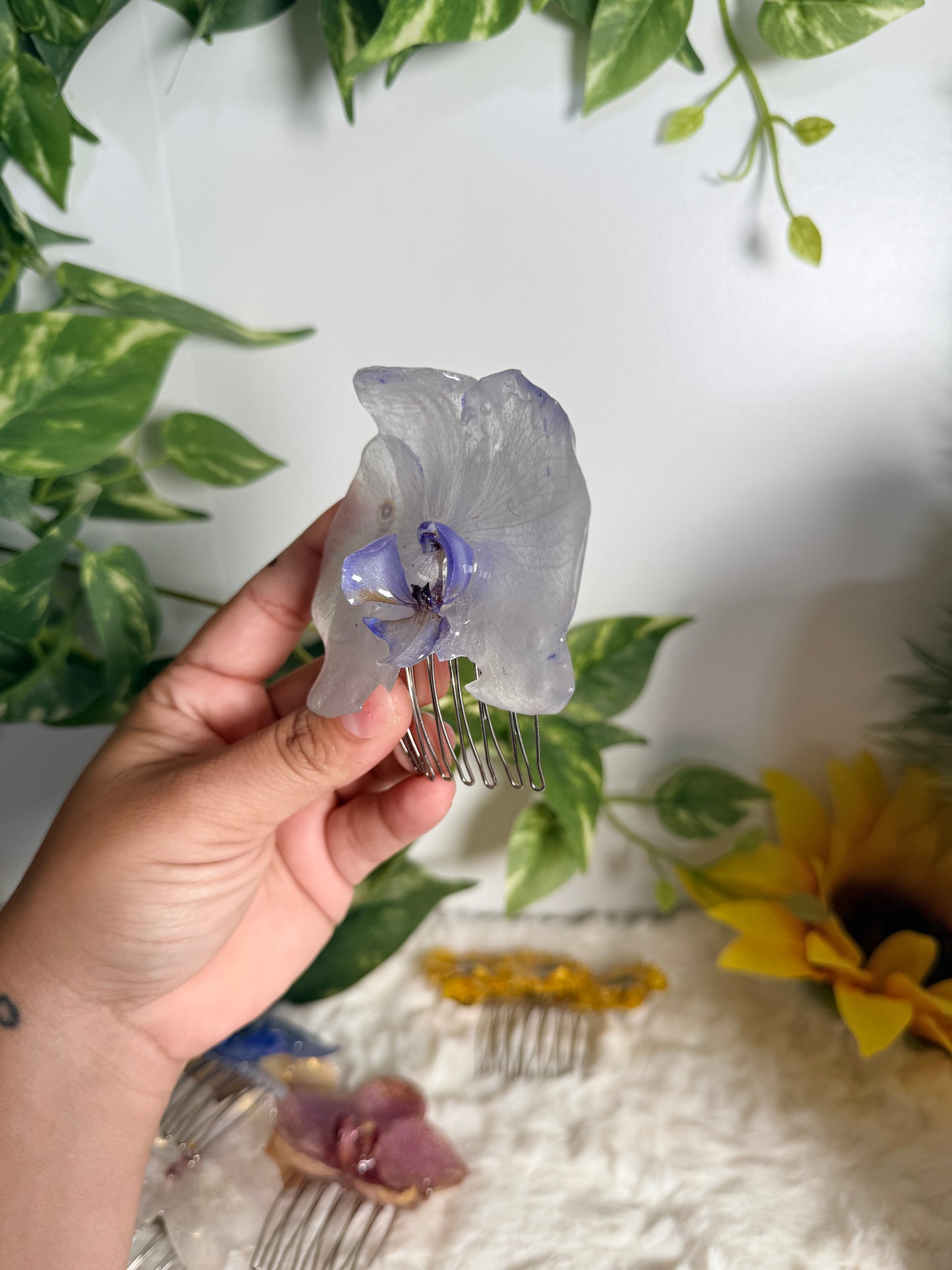 Purple Whisper Orchid Hair Comb