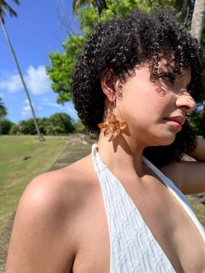 Golden Wild Grammatophyllum Earrings