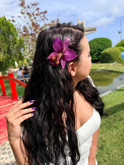 Enchanté Amethyst Cattleya 2-in-1 Necklace & Hair Clip