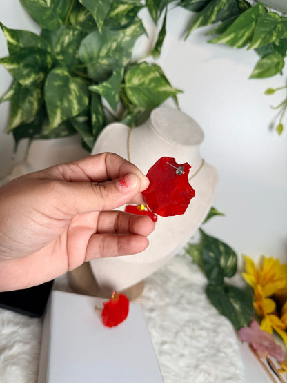 Set flamboyan rojo (anillo,aretes y cadena)