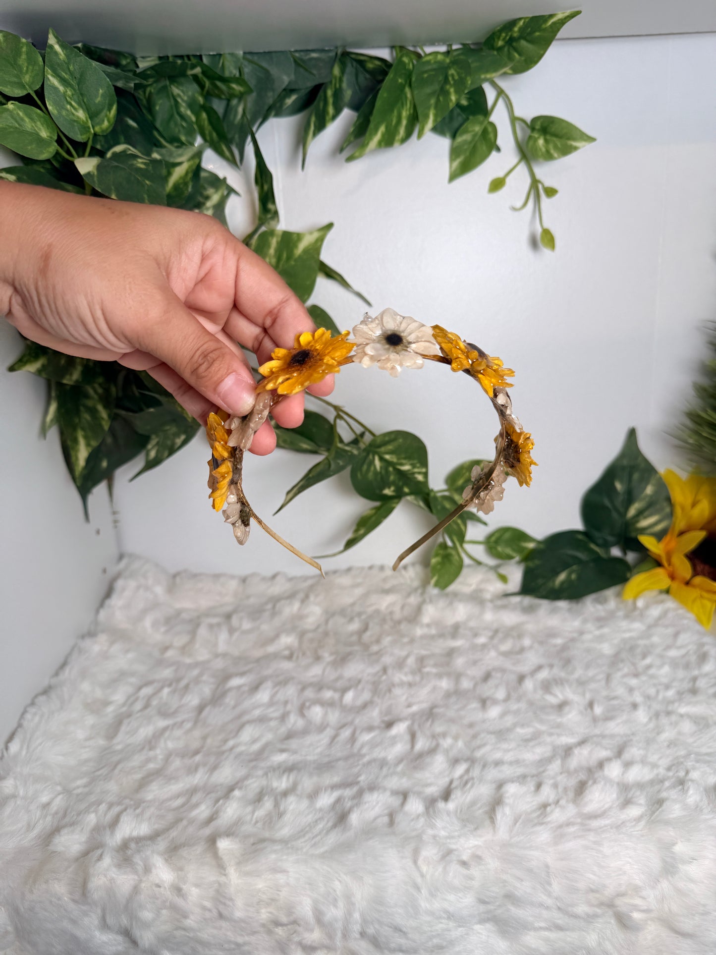 Sunflower & Daisy Meadow Crown