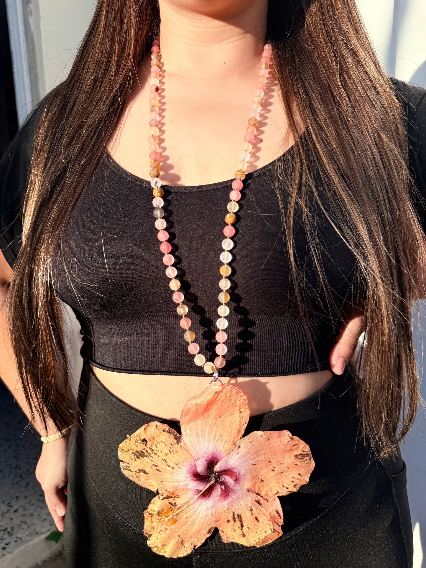 Peach Ember Exotic Poppy Necklace