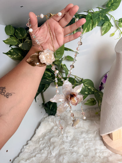 Cymbidium Pearl Cascade Necklace