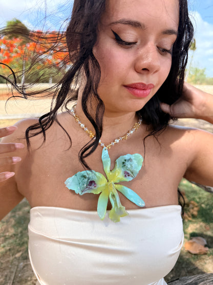 Cattleya Botanical Statement Necklace