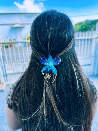 Blue Orchid Galaxy Rapunzel Hair Clip