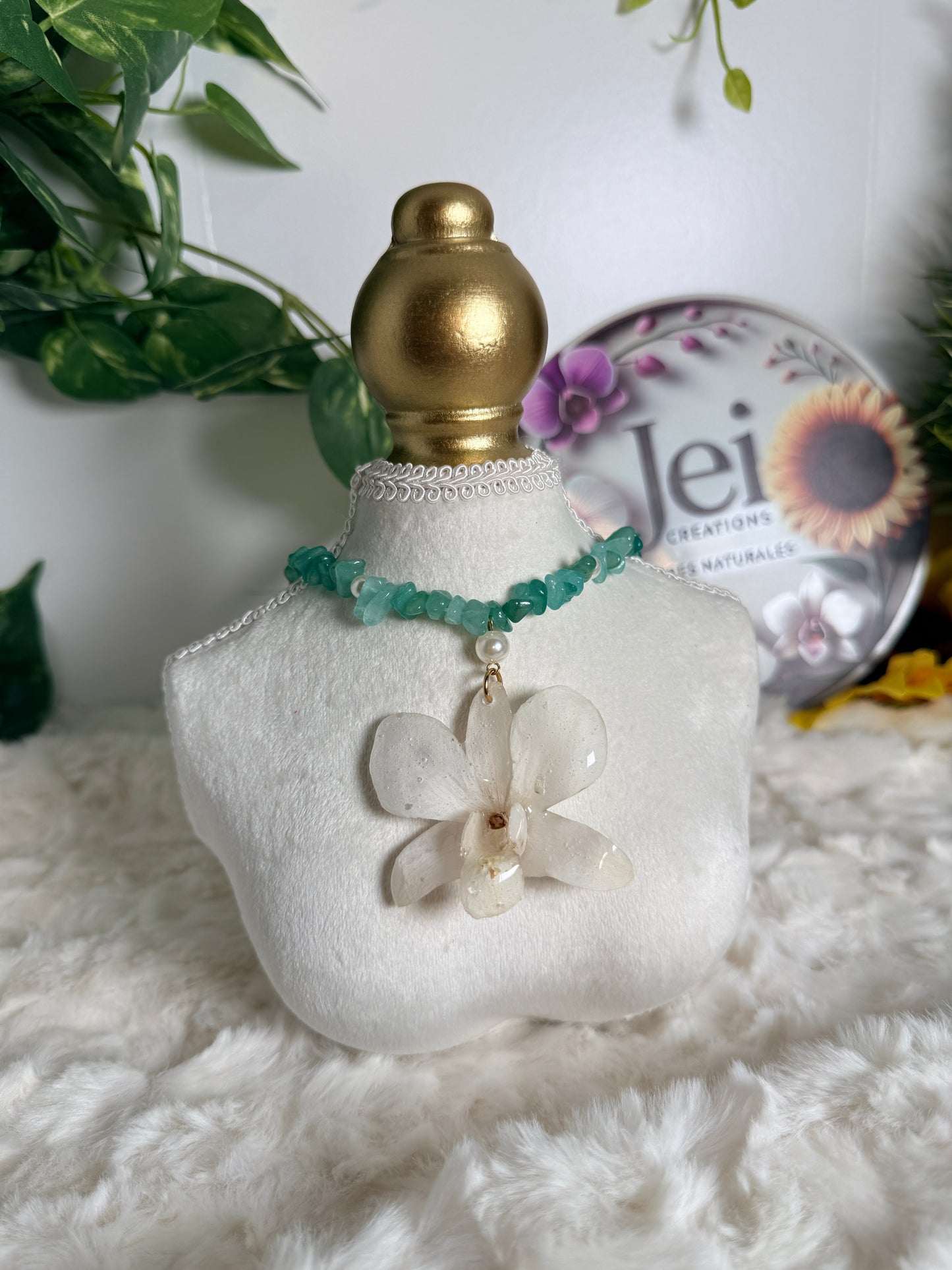 Ivory Orchid Adjustable Necklace
