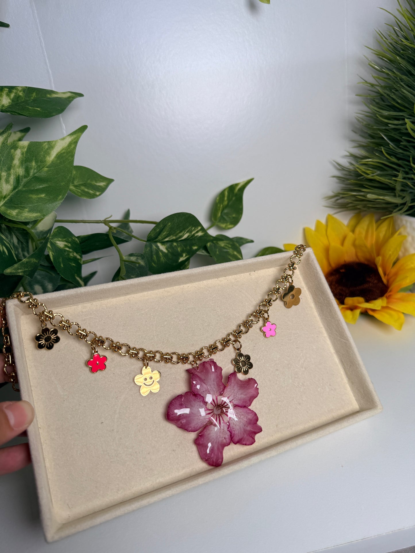Desert Rose charm necklace