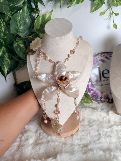 Cymbidium Pearl Cascade Necklace