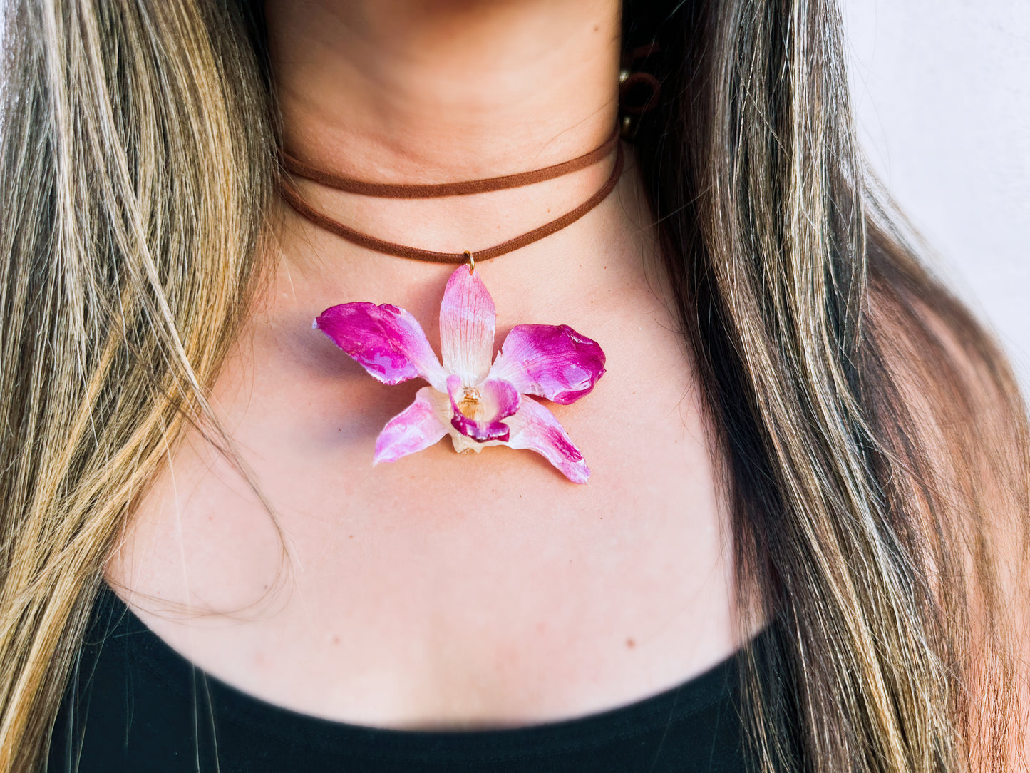 Dendrobium Orchid Choker (Pink/pueple)