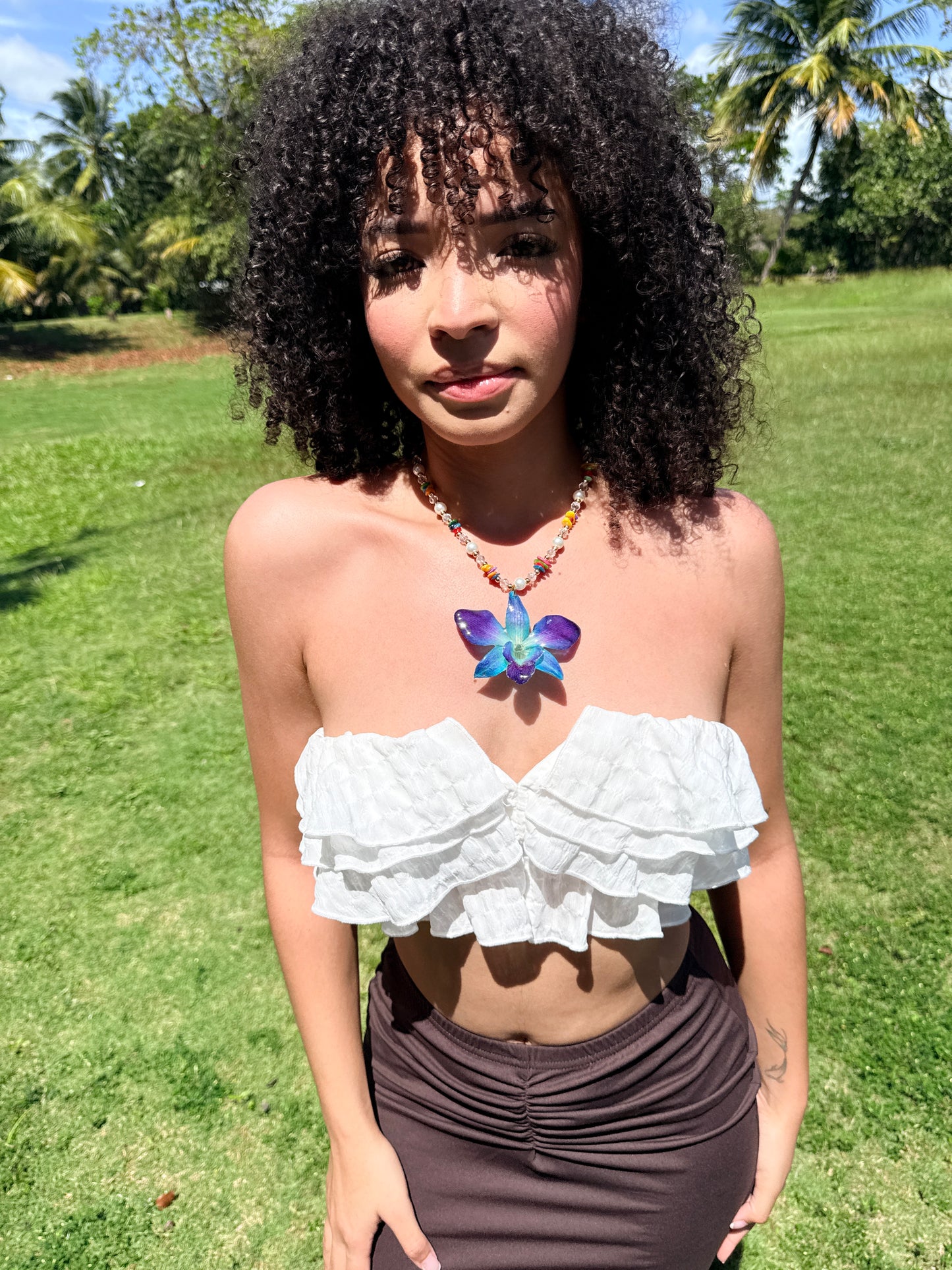 Fairy blue orchid necklace