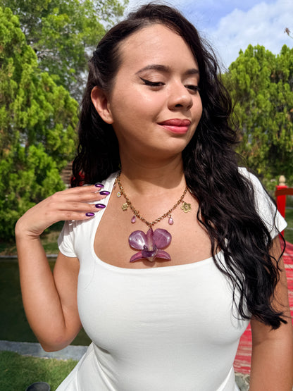 Violet Bloom Charm Necklace
