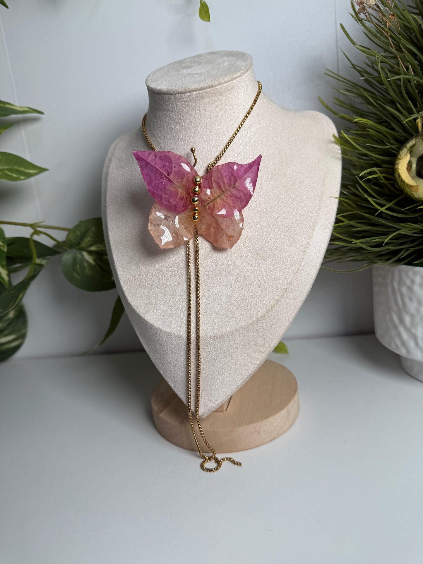 Bougainvillea Butterfly necklace