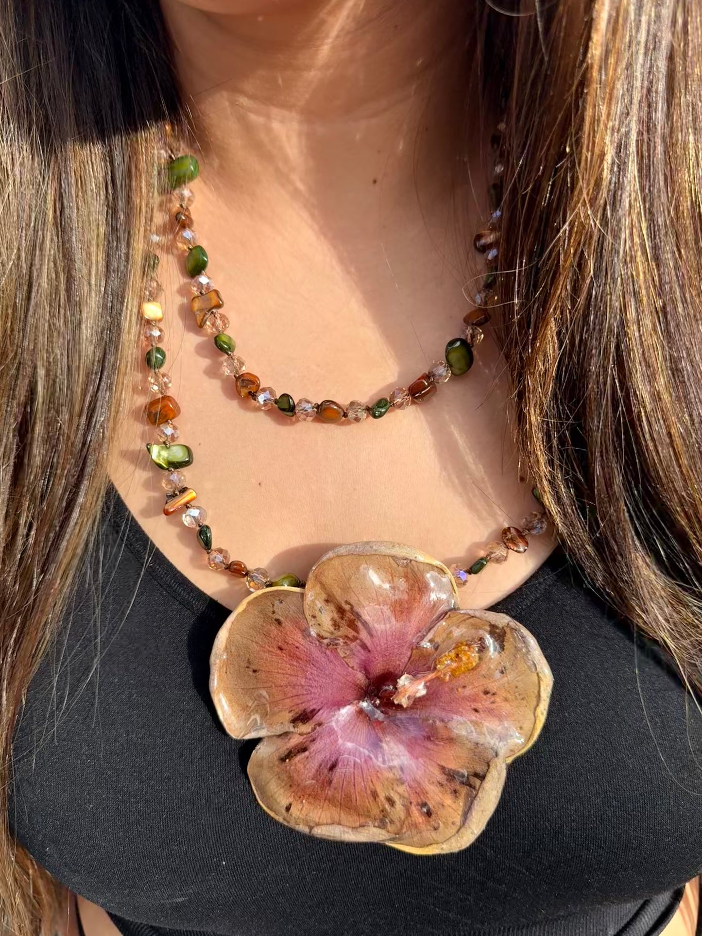 Sunset Poppy 2-in-1 Statement Necklace/hairclip
