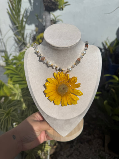 Yellow gerbera Fairy necklace