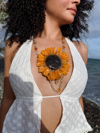 Sunlit Statement Sunflower Necklace