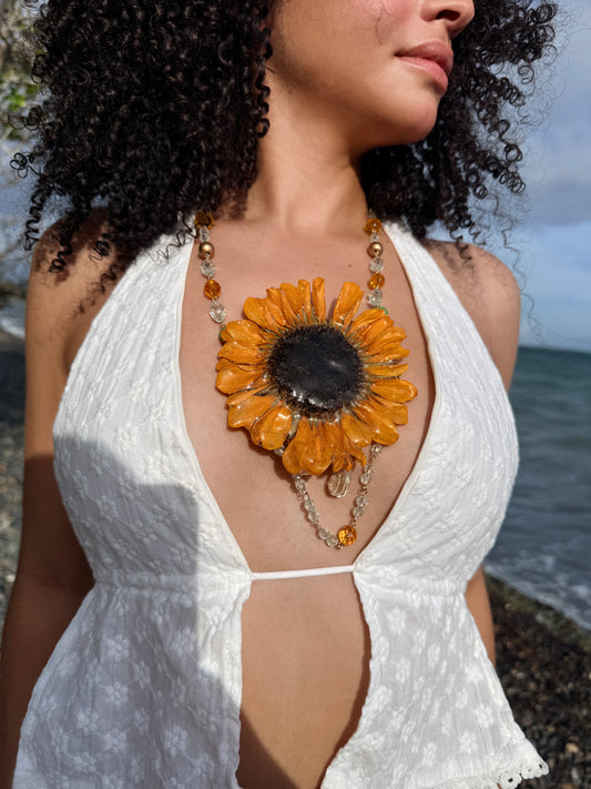 Sunlit Statement Sunflower Necklace