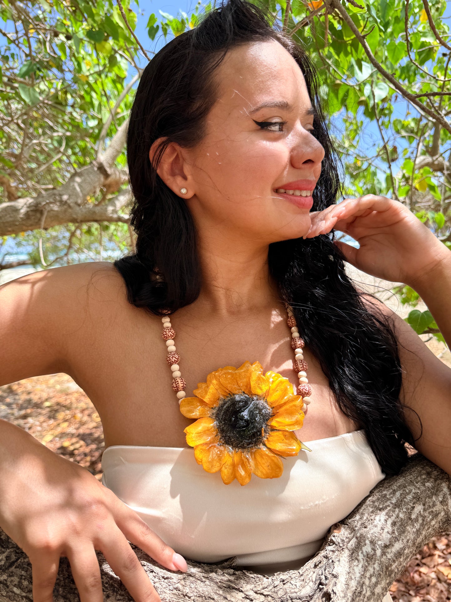 Golden Sunflower Statement Necklace