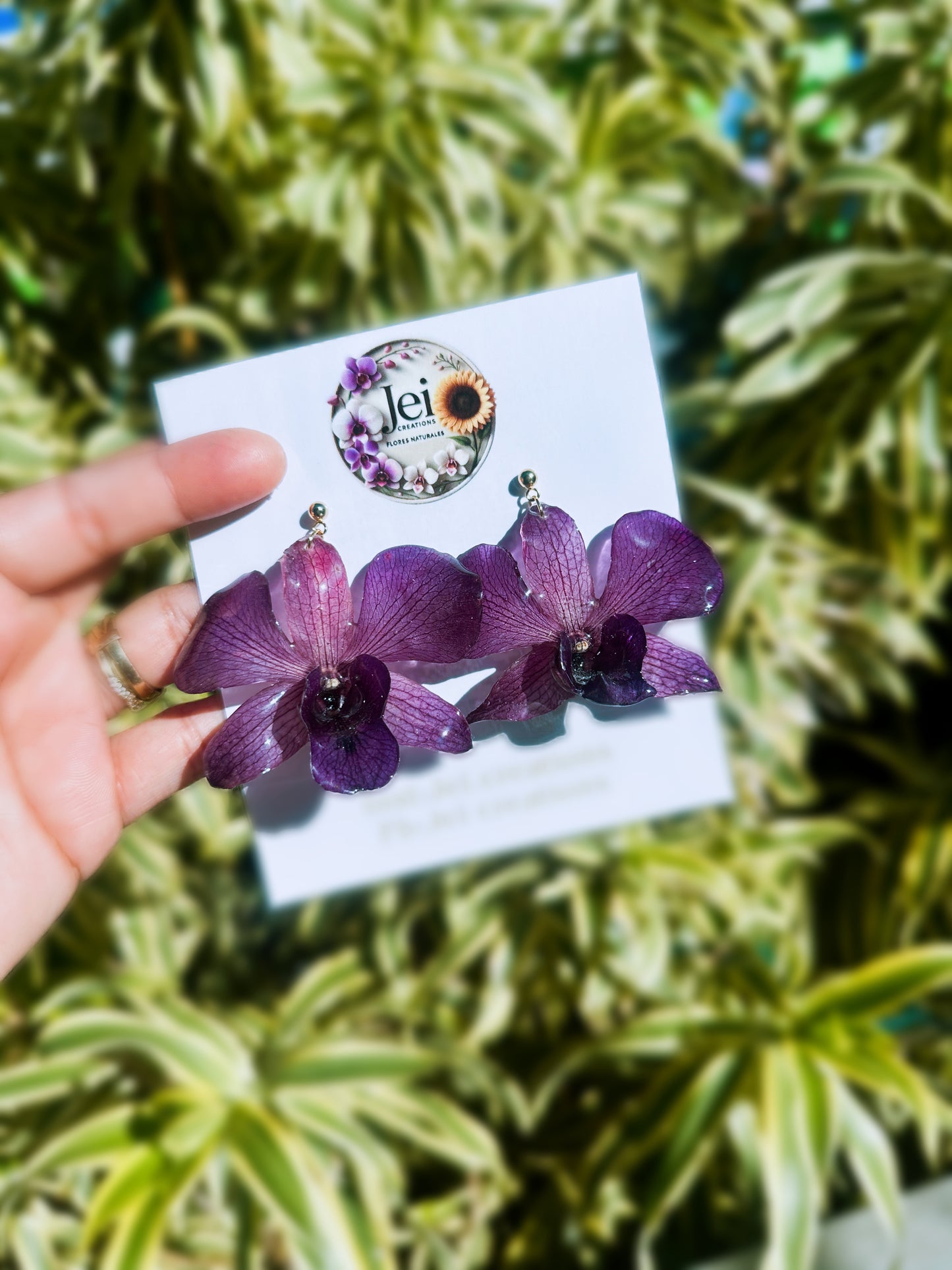 Purple Dendrobium orchid Earings