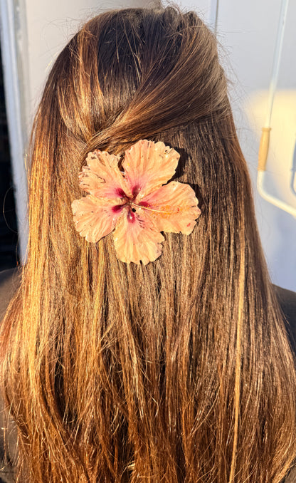 Peach/Pink amapola hair clip