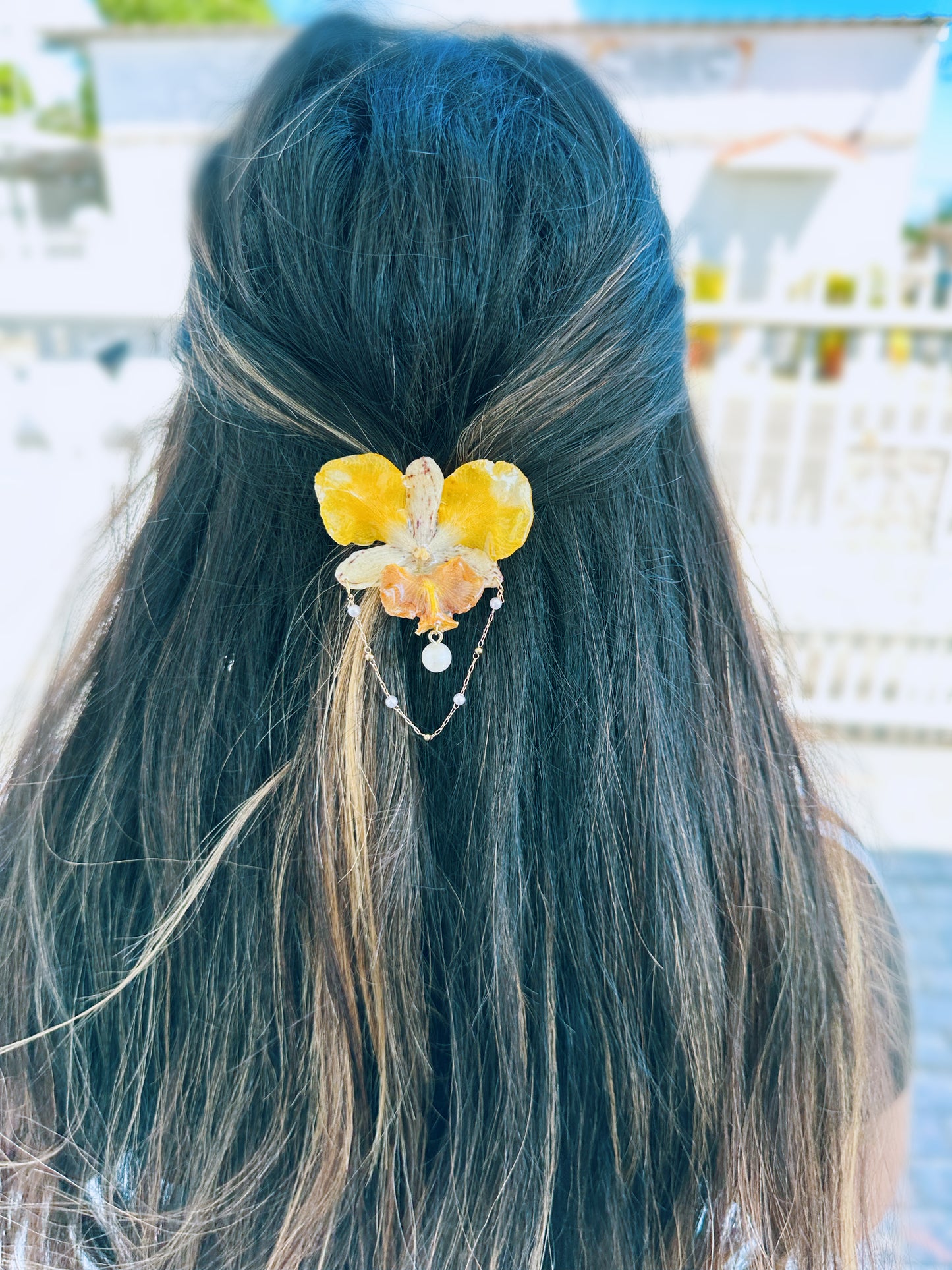 Yellow Orchid Hair Clip