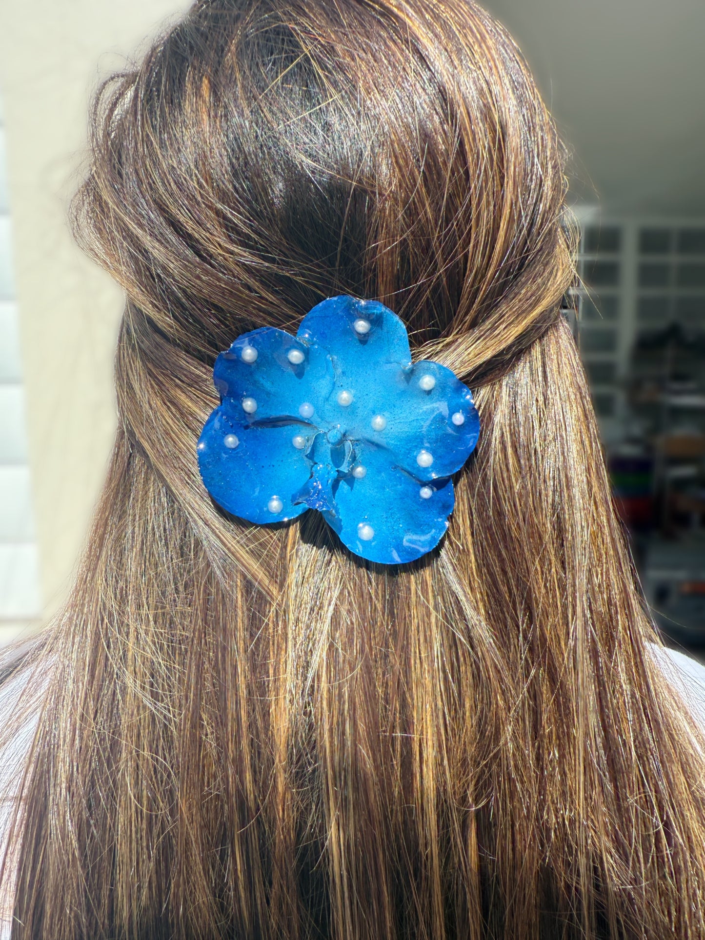 Blue banda Orchid Hair clip